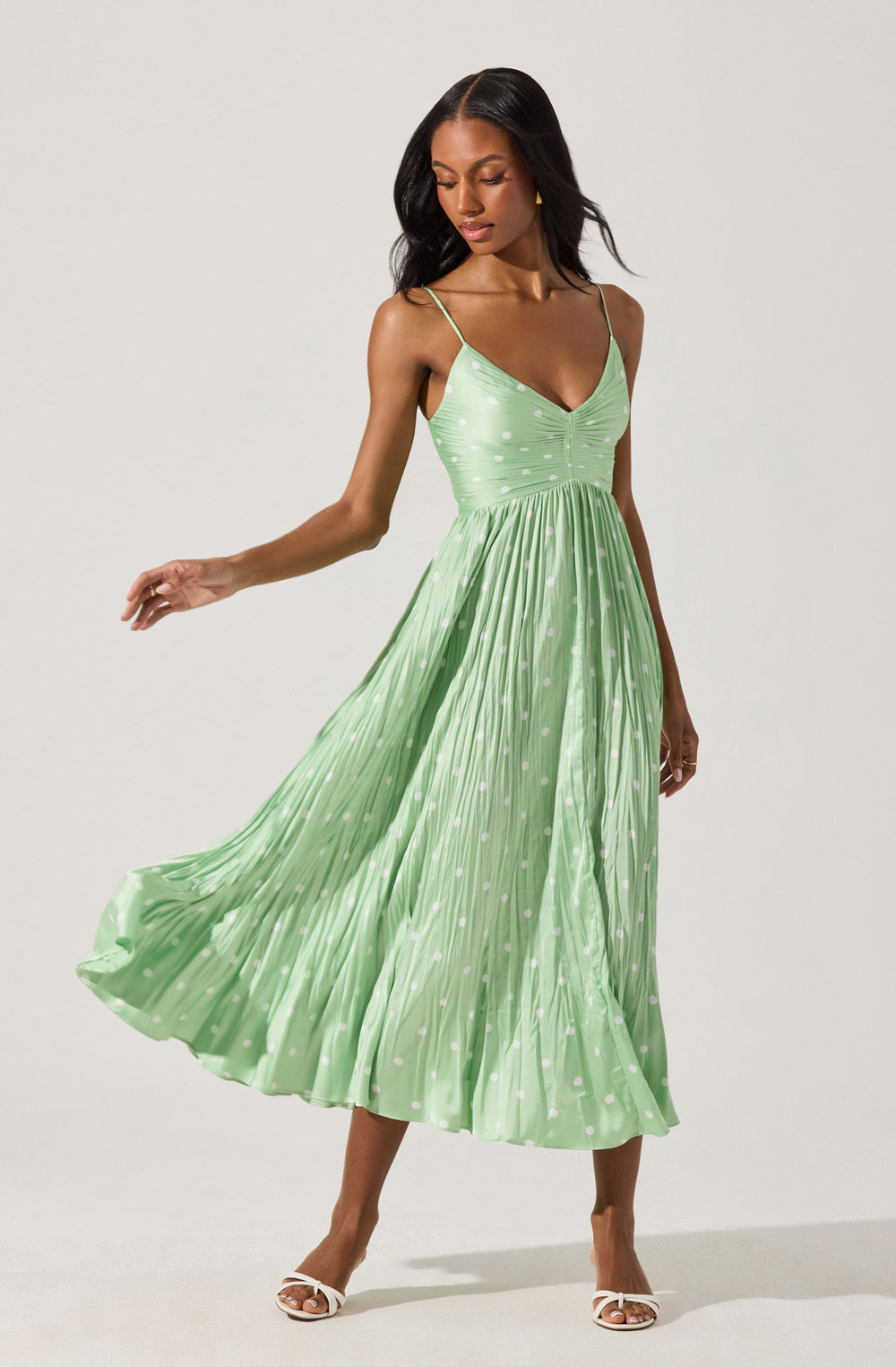 Maeve Printed Pleated Midi Dress
